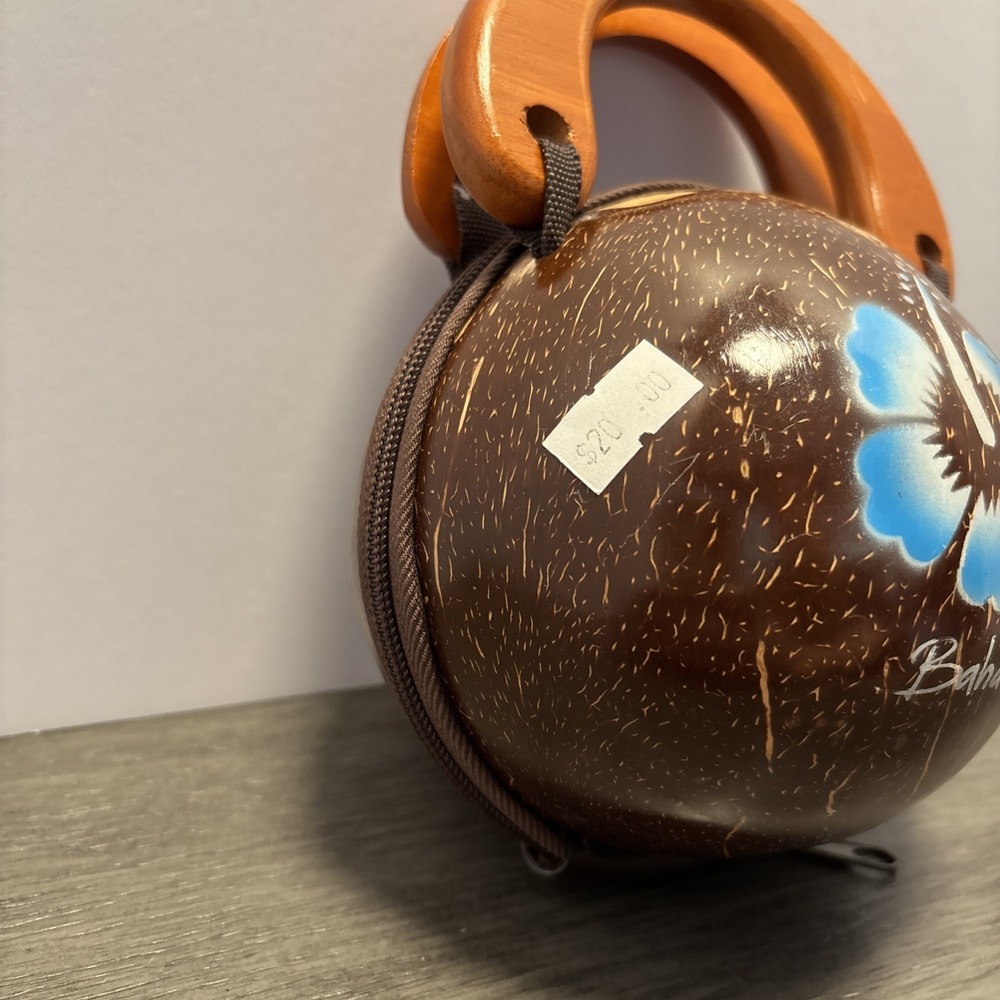 Coconut Bag Purse Bahamas With Handle‎ & Zipper Hawaiian Tropical - Picture 3 of 9
